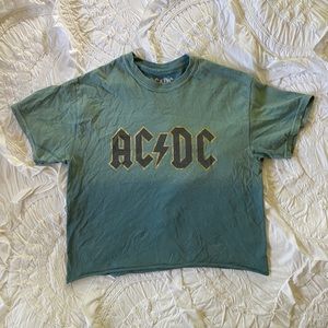 Muted Ombré Green AC/DC Cropped Tee